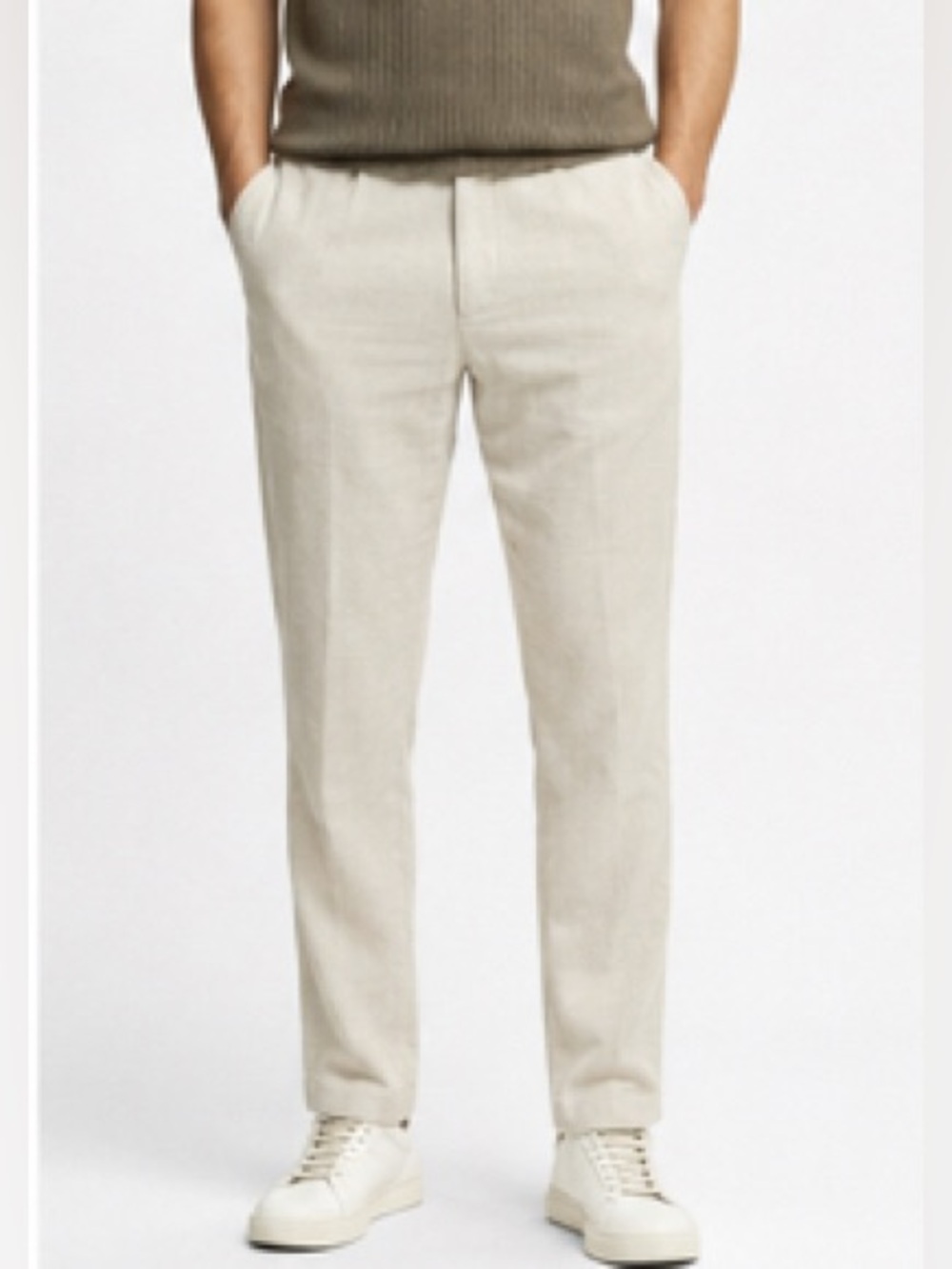 BOSS Linen-Blend Drawstring Trousers - Picture 2 of 4